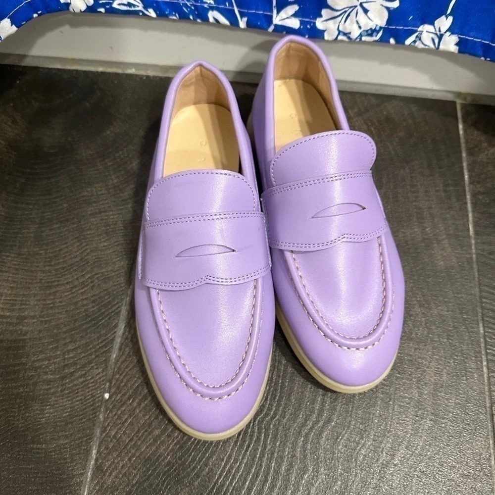 NEW Violet Purple Faux Leather Loafers Women 4 (200mm) purchased in Korea
